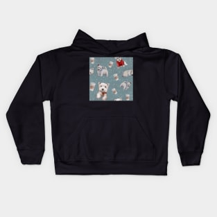 Westies mom blue pattern Kids Hoodie